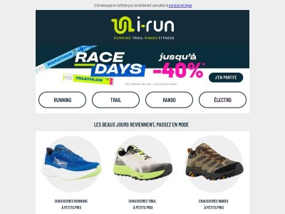 Les beaux jours arrivent… jusqu'à -40% pour s’équiper ! 🌞