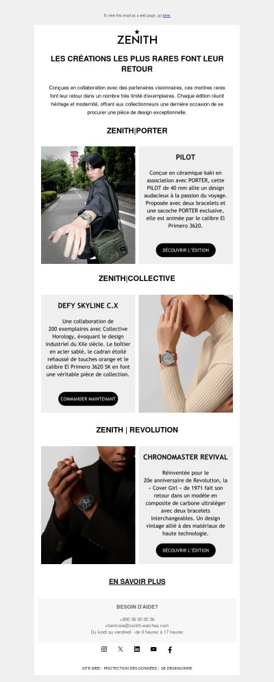 Découvrez les créations ZENITH exclusives