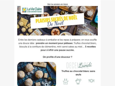 Votre menu plaisirs sucrés pour les fêtes