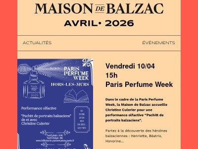 Avril 2026 à la Maison de Balzac