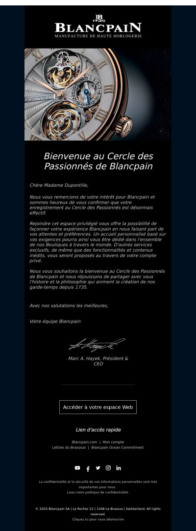 Bienvenue au Cercle des Passionnés de Blancpain