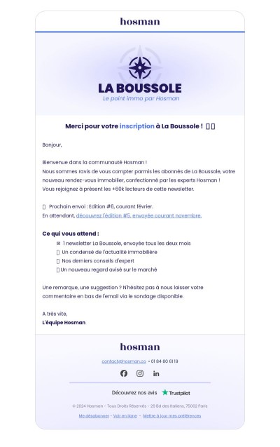Confirmation d'inscription à La Boussole 🧭🏡