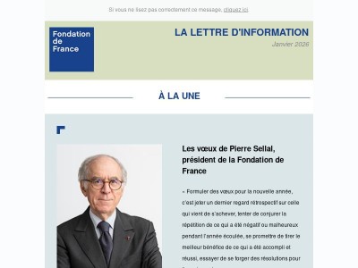 La lettre d'information de la Fondation de France - Janvier 2026