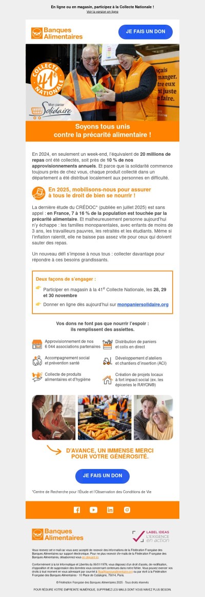 En 2025, renforçons notre élan solidaire contre la précarité alimentaire !