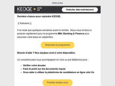 Dernière chance d'intégrer le programme MSc Banking & Finance