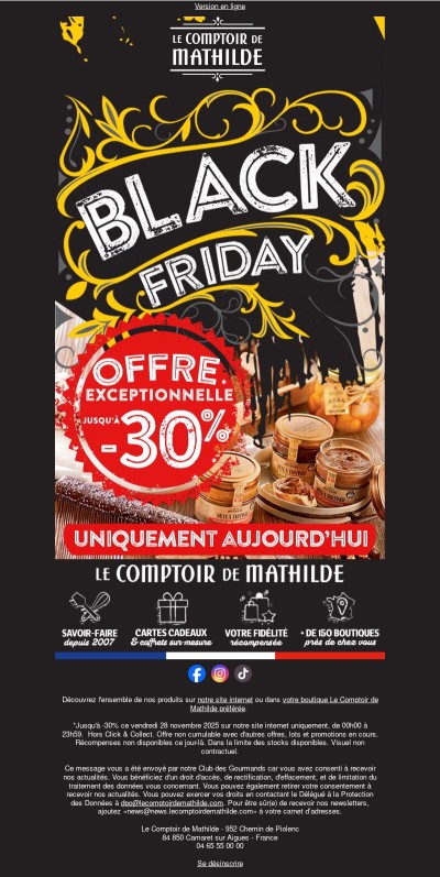 BLACK FRIDAY : jusqu'à -30% AUJOURD'HUI uniquement 🖤🔥