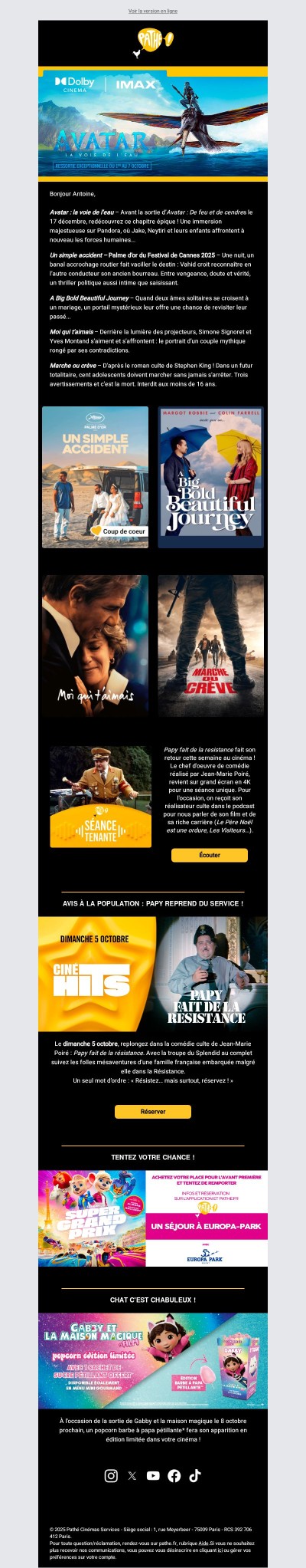 Votre semaine du 1er octobre au cinéma...