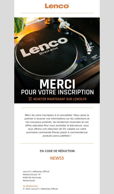 5% rabais | Lenco.fr