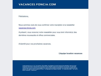 Inscription newsletter vacances.foncia.com