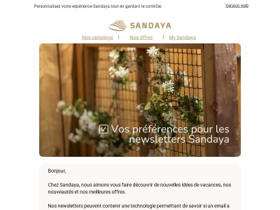 Gérez vos préférences pour les newsletters Sandaya