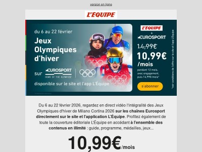 Ne manquez rien des Jeux Olympiques d'hiver 🏅