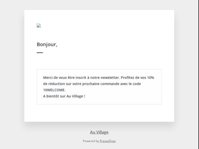 [Au Village] Confirmation d'inscription à notre newsletter