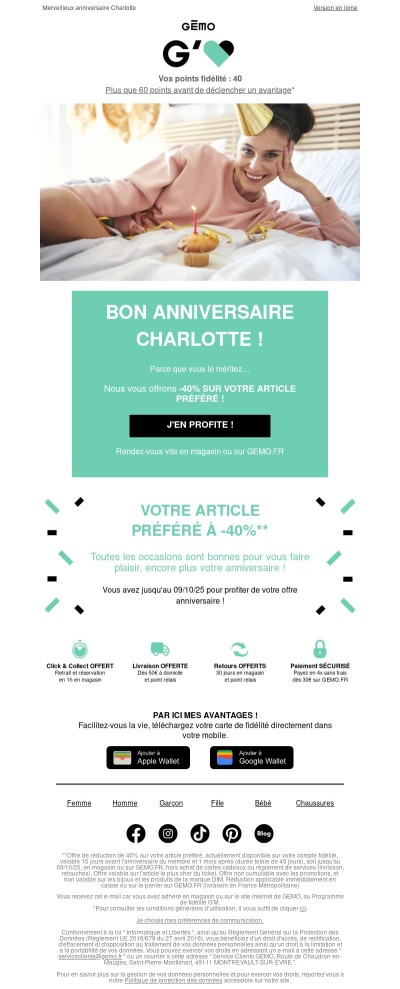 🎁 -40% sur votre article préféré !