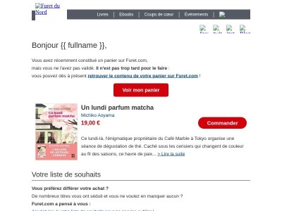 {{ firstname }}, votre panier est encore disponible sur furet.com