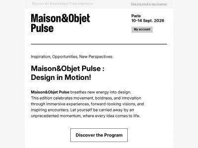 Paris, September 2026: design takes on a new momentum