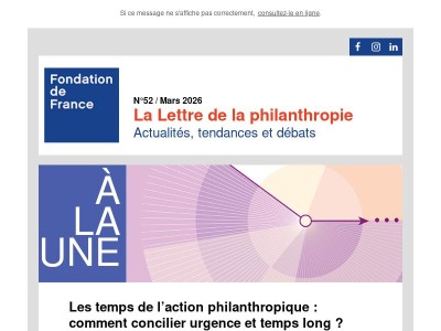 Les temps de l’action philanthropique : comment concilier urgence et temps long ? - La Lettre de la philanthropie N°52