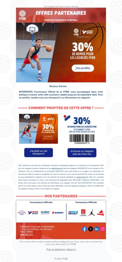 Pour ce début de saison, profitez de 30% de remise sur le rayon basket Intersport !