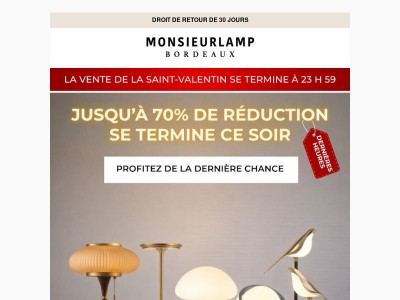 La vente Saint-Valentin se termine ce soir,  ❤️