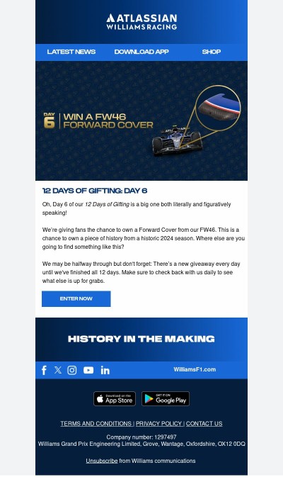 🎁Day 6: Own a piece of history 🏎️