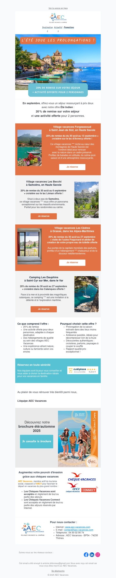 Offre Été Indien : -20 % + activité offerte dans nos 4 destinations