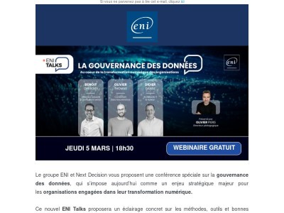 Participez au webinaire sur la "Gouvernance des données au cœur de la transformation numérique des organisations"