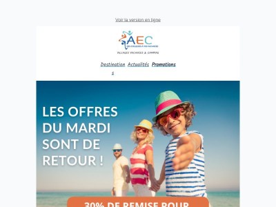 🎯 Offre dernière minute : -30 % sur votre séjour d’été !