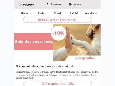 -10% sur le soin des coussinets !