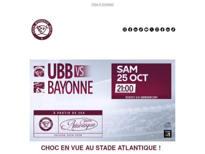 UBB-BAYONNE : Il reste des places ! 👀