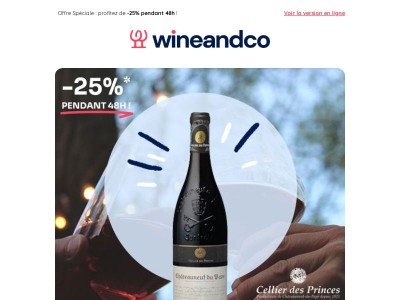 ⚡VENTE FLASH⚡ Une pépite du sud à -25% : Le Cellier des Princes Châteauneuf-du-Pape rouge 2023