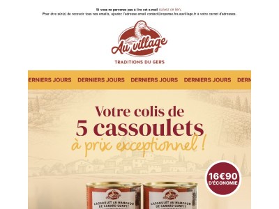 🚨 Vite ! Votre offre sur les cassoulets se termine bientôt...