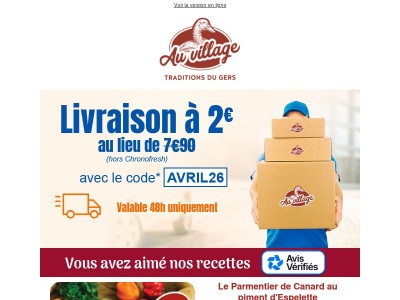 🚚 La livraison à 2€ pendant 48h seulement !