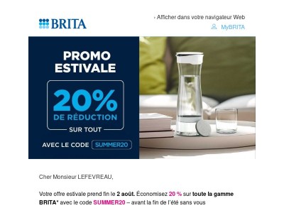 Vite ! Économisez 20 % sur vos produits BRITA favoris 🔔