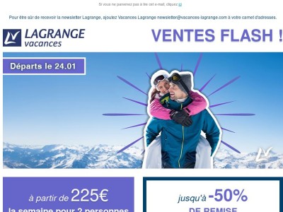 Ventes Flash - Départs le 24/01
