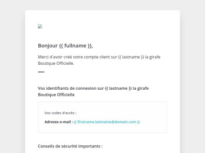 [{{ lastname }} la girafe Boutique Officielle] Bienvenue !