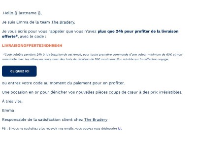 RE : Livraison offerte