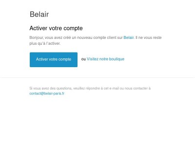 Activation du compte client