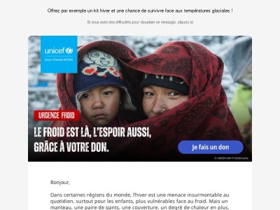 Cet hiver, redonnez de la chaleur aux enfants avant qu’il ne soit trop tard.