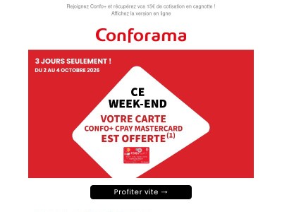 🎁 Carte Confo+ Cpay Mastercard offerte ce week-end – 3 jours seulement !