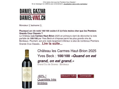 Score parfait : 100/100 - Château les Carmes Haut-Brion atteint l'absolu!
