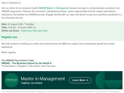 {{ firstname }}, start your global career journey with the INSEAD MIM