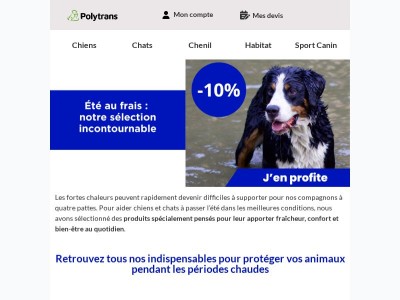 Forte chaleur ? Nos solutions pour vos animaux