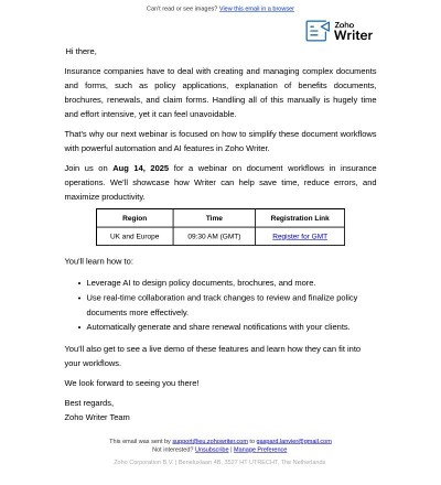 [Webinar] Zoho Writer for insurance operations