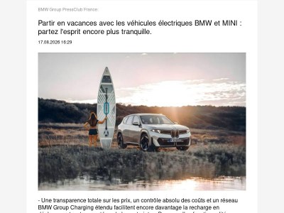  Partir en vacances avec les véhicules électriques BMW et MINI :... (BMW Group PressClub France)