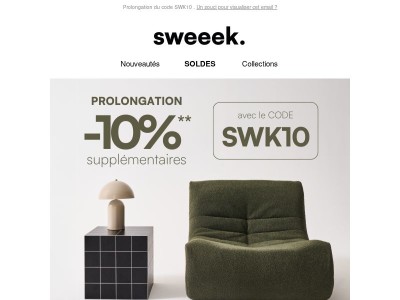 SURPRISE : prolongation des 10% supp. sur nos soldes