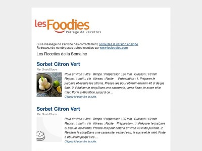 Les Foodies: Les Recettes de la Semaine