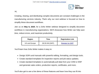 [Webinar] Zoho Writer for the manufacturing industry