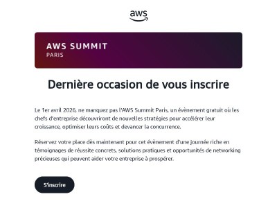 Dernière chance de vous inscrire à l’AWS Summit Paris