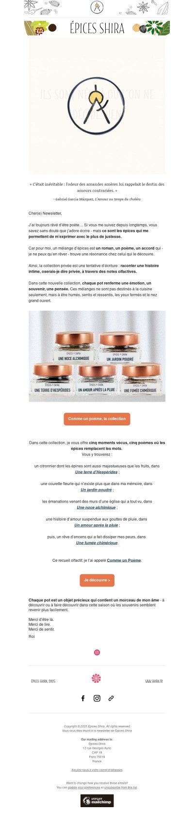 Des mélanges d'épices comme un poème ?