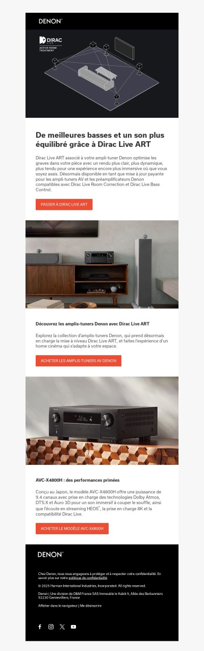 Les amplificateurs Denon désormais plus performants grâce à Dirac Live ART