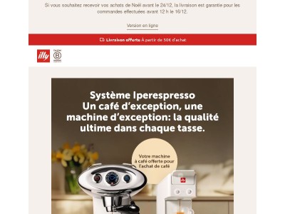 Votre machine Iperespresso offerte pour l’achat de café